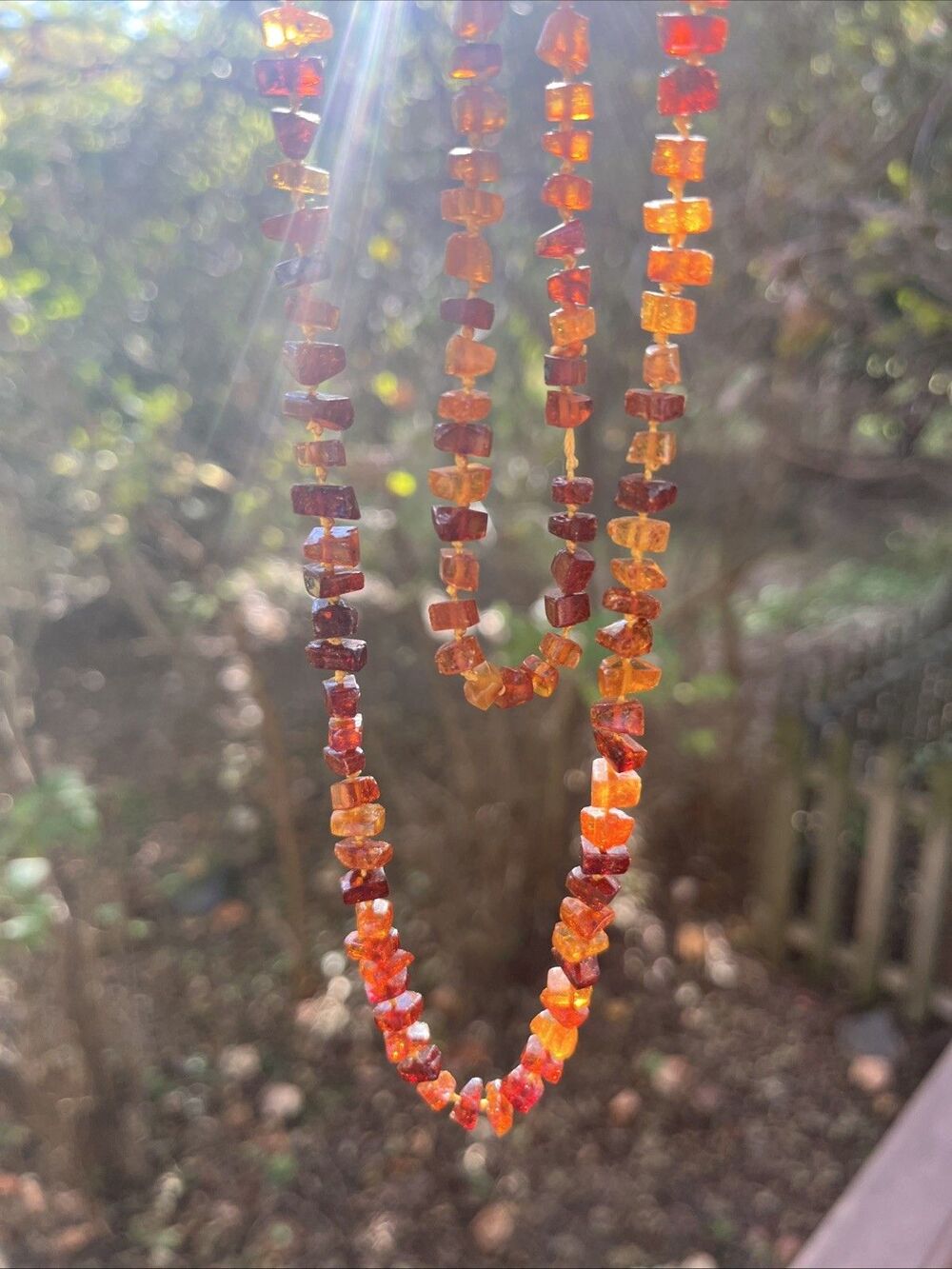 Non-graduated Baltic Honey Amber 20” Necklace Hand Tied Vtg Small Square Beads